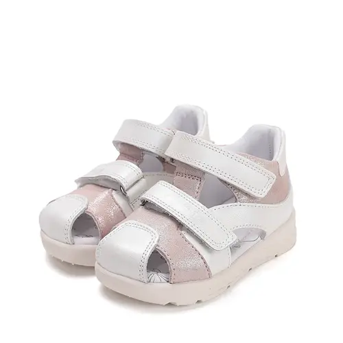 Sandale fete, cu supinatie, piele naturala, ajustare cu doua barete, alb, Ponte20_DA05-6-1808C-22_Pebebe