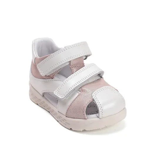 Sandale fete, cu supinatie, piele naturala, ajustare cu doua barete, alb, Ponte20_DA05-6-1808C-22_Pebebe