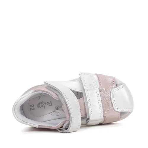 Sandale fete, cu supinatie, piele naturala, ajustare cu doua barete, alb, Ponte20_DA05-6-1808C-22_Pebebe