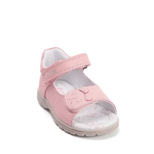 Sandale cu supinatie, piele naturala, vârf deschis, roz cu ursulet , Ponte20_DA05-6-1845B-23_Pebebe