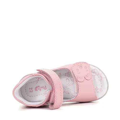 Sandale cu supinatie, piele naturala, vârf deschis, roz cu ursulet , Ponte20_DA05-6-1845B-23_Pebebe