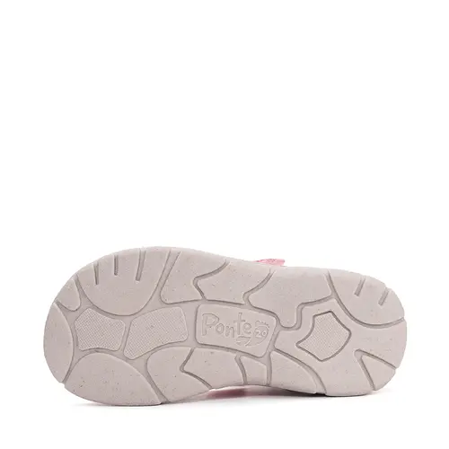 Sandale cu supinatie, piele naturala, vârf deschis, roz cu ursulet , Ponte20_DA05-6-1845B-23_Pebebe