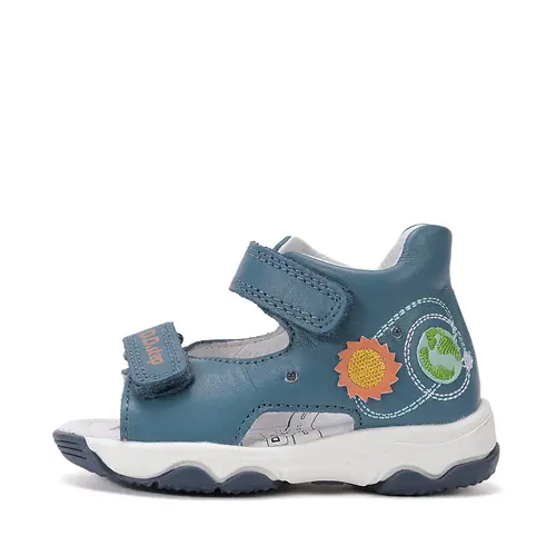 Sandale D.D. Step baieti, piele naturală, LED, albastru, design spatial_G064-61462-20_Pebebe