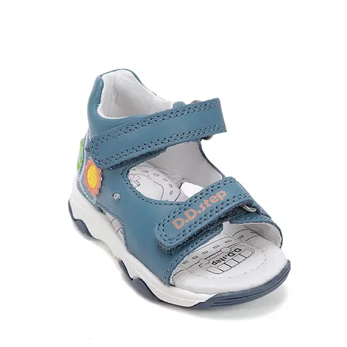 Sandale D.D. Step baieti, piele naturală, LED, albastru, design spatial_G064-61462-20_Pebebe