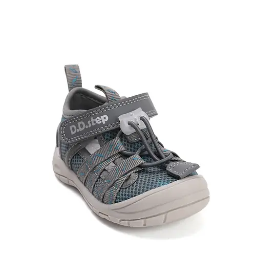 Sandale D.D Step băieți cu uscare rapidă, material textil, gri cu imprimeu_G065-61161B-21_Pebebe