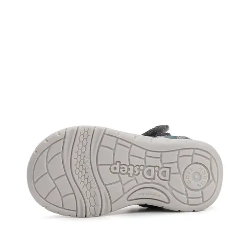 Sandale D.D Step băieți cu uscare rapidă, material textil, gri cu imprimeu_G065-61161B-21_Pebebe