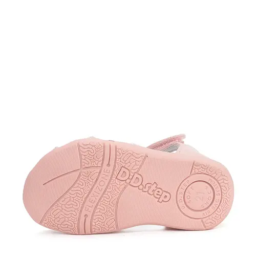 Sandale D.D. Step Fete, piele naturala, talpa flexibila, roz deschis, ursulet_G075-61516D-21_Pebebe