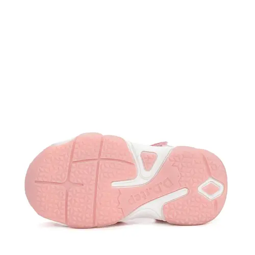 Sandale D.D. Step fete, piele naturală, roz cu imprimeu flori_G064-61849B-21_Pebebe