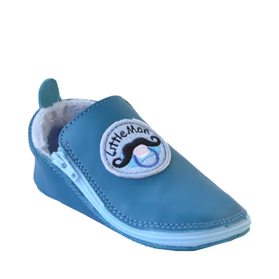 Pantofi copii cu fermoar și talpă de piele, albastru- RO-06-Albastru-23-By Pebebe-