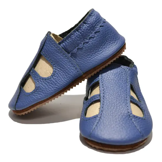 Sandale din piele moale, albastre LUY- PL008-albastru-29-By Pebebe-