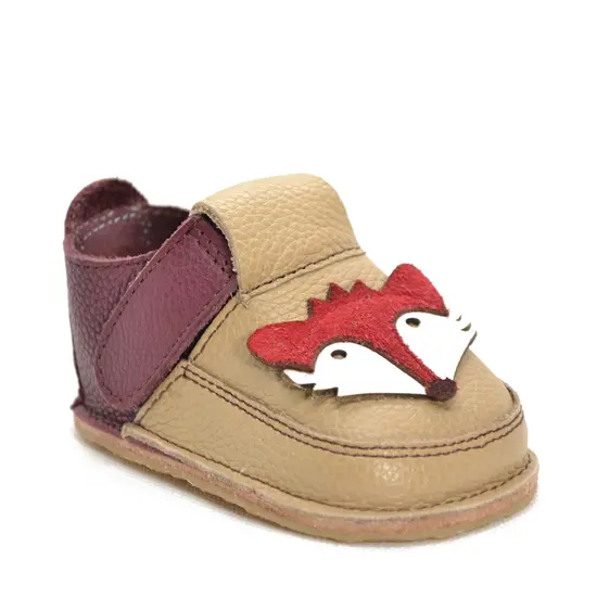 Pantofi piele moale grej cu scai, talpă moale de cauciuc, vulpe- RO-09-Vulpe-21-By Pebebe-