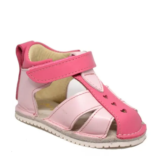 Sandale din piele naturala, primii pasi, talpa flexibila, roz deschis- RO-101-2-22-By Pebebe-