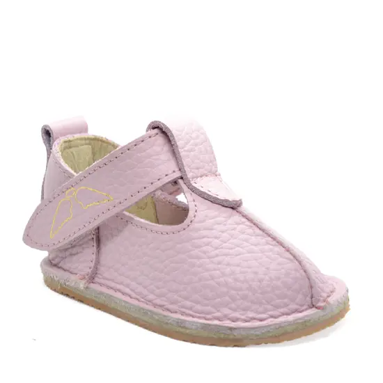 Pantofi din piele pentru copii cu scai si talpa cauciuc, roz lila- RO-109-5-23-By Pebebe-