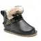 Cizme din piele pentru copii, talpa flexibila, imblanite, blanita decorativa print, negru- RO-107-2-23-By Pebebe
