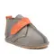 Ghete barefoot copii, piele naturala, talpa flexibila, grej cu bareta portocalie- RO-104-12-24-By Pebebe