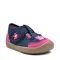 Pantofi barefoot copii, decupati, material textil, Elf Texas, bleumarin, fluturas roz, Bar3foot- 2BE8/2R-25-Bar3foot
