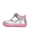 Pantofi decupati, piele naturala, primii pași, Barefoot, argintiu, stelute - curcubeu, D.D.Step- H070-41464E-25-D.D. Step