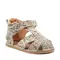 Sandale copii, barefoot, primii pasi, piele naturala, talpa flexibila, inchidere cu scai, imprimeu- RO-100-14-24-By Pebebe