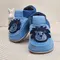 Pantofi pentru primii pasi din piele naturala, talpa flexibila, albastru, model cu leu- RO-16-19-24-By Pebebe