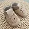 Pantofi barefoot copii, primii pasi, piele naturala, talpa flexibila, grej, ursulet- RO-16-16-24-By Pebebe