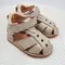 Sandale copii, barefoot, primii pasi, piele naturala, talpa flexibila, inchidere cu scai, bej- RO-103-14-24-By Pebebe