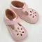 Sandale barefoot copii, piele naturala, primii pasi, talpa flexibila, roz- RO-502-5-17-