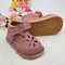 Sandale barefoot copii, piele naturala, primii pasi, talpa flexibila, roz pudra- RO-502-4-22-