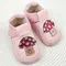 Pantofi barefoot copii primii pași din piele naturală cu talpă flexibilă – roz cu model ciupercuță- RO-16-21-22-By Pebebe