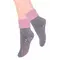 Șosete antiderapante pentru fete, gri, cu manșetă roz, STEVEN_RO011155W_Pebebe