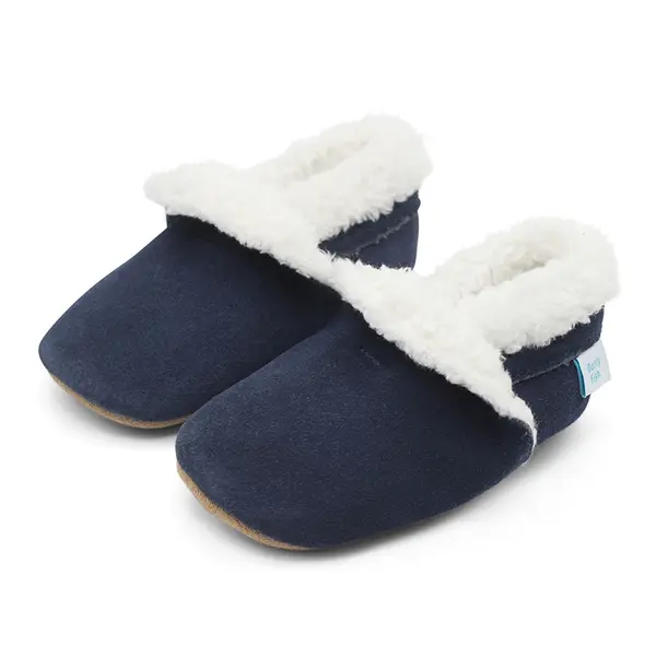 Botoșei de interior din piele întoarsă bleumarin_SLIP03-36-48_Pebebe
