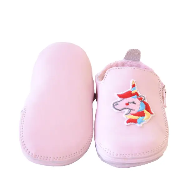 Pantofi copii cu fermoar și talpă de piele, roz_RO-06-roz-21_Pebebe