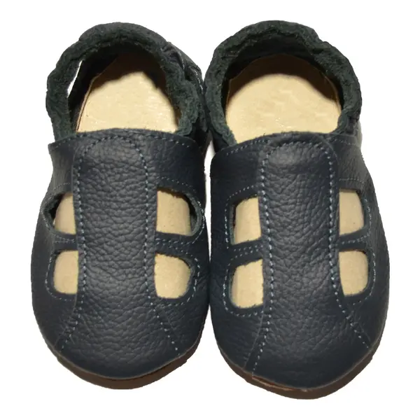 Sandale bleumarin din piele moale cu decupaje_PL004-albastru-29_Pebebe