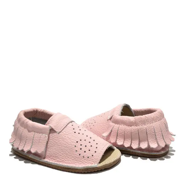 Sandale copii roz din piele moale  cu franjuri_PL005-roz-29_Pebebe