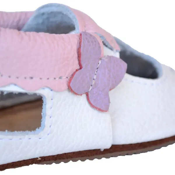 Sandale din piele moale albe cu fluturas mov_PL007-alb-29_Pebebe