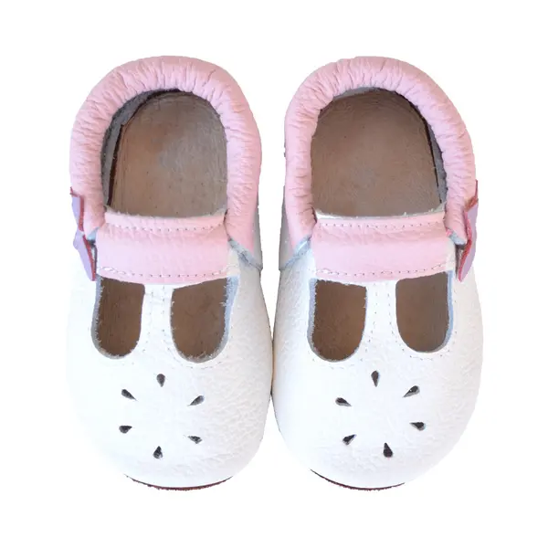 Sandale din piele moale albe cu fluturas mov_PL007-alb-29_Pebebe