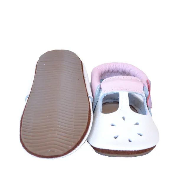 Sandale din piele moale albe cu fluturas mov_PL007-alb-29_Pebebe