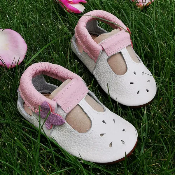 Sandale din piele moale albe cu fluturas mov_PL007-alb-29_Pebebe