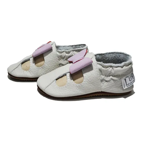 Sandale din piele moale gri cu fundita mov_PL009-gri-29_Pebebe