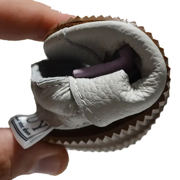 Sandale din piele moale gri cu fundita mov_PL009-gri-29_Pebebe