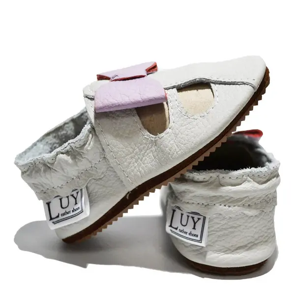 Sandale din piele moale gri cu fundita mov_PL009-gri-29_Pebebe