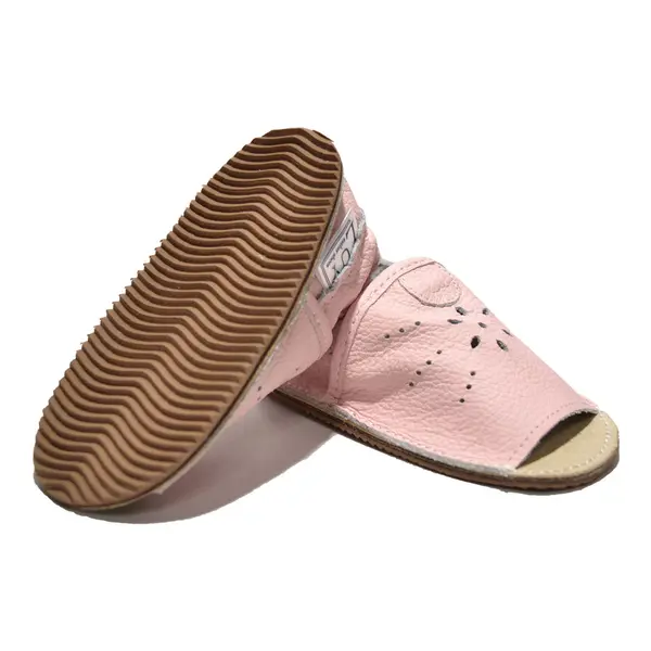 Sandale fetite roz din piele moale cu model perforat_PL006-roz-29_Pebebe