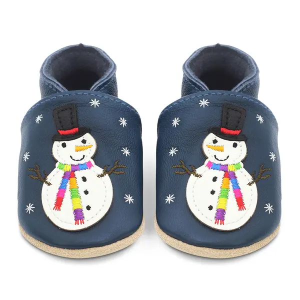 Pantofi din piele moale cu Cedric omul de zapada_BSGS019-0-6_Pebebe