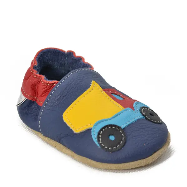 Papucei de interior din piele naturala, bleumarin camion, Babice_BA-020/16/17_Pebebe