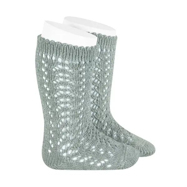 Sosete bumbac, crosetate, verde uscat_2.518/2-6-756_Pebebe