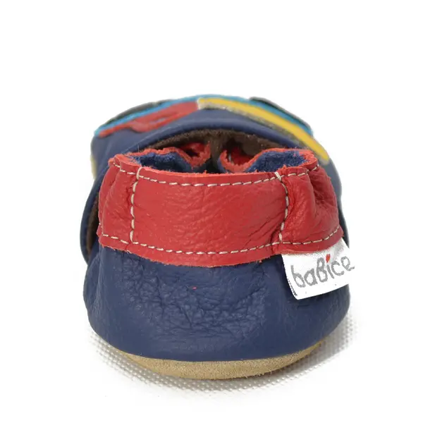 Papucei de interior din piele naturala, bleumarin camion, Babice_BA-020/16/17_Pebebe
