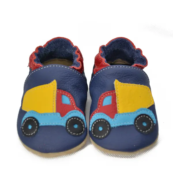 Papucei de interior din piele naturala, bleumarin camion, Babice_BA-020/16/17_Pebebe