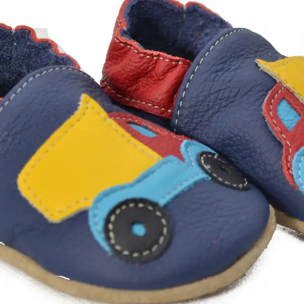 Papucei de interior din piele naturala, bleumarin camion, Babice_BA-020/16/17_Pebebe