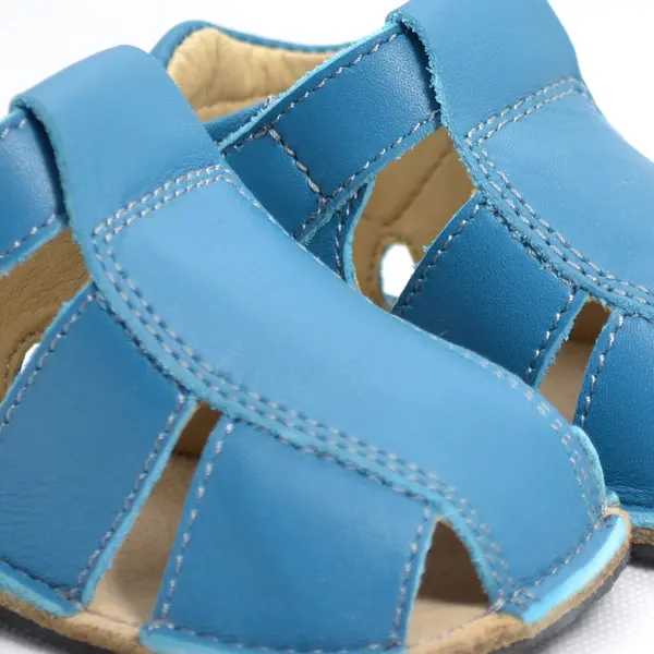 Sandale din piele naturală  cu scai și talpă din cauciuc flexibil, albastru, LUY_RO-12-Albastru-22_Pebebe