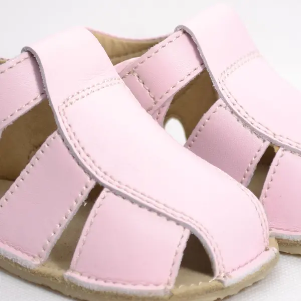 Sandale din piele naturală  cu scai și talpă din cauciuc flexibil, roz, LUY_RO-12-Roz-21_Pebebe