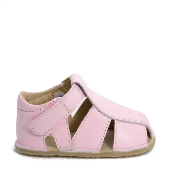 Sandale din piele naturală  cu scai și talpă din cauciuc flexibil, roz, LUY_RO-12-Roz-21_Pebebe